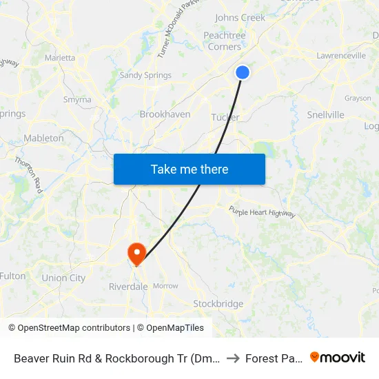 Beaver Ruin Rd & Rockborough Tr (Dmv) to Forest Park map