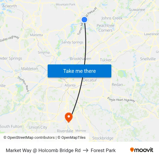 Market Way @ Holcomb Bridge Rd to Forest Park map