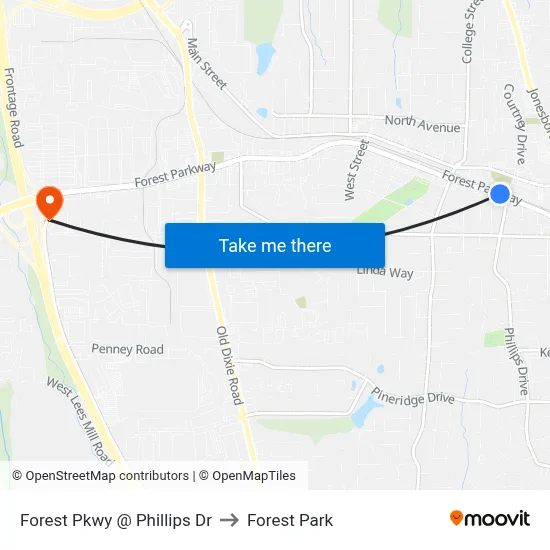 Forest Pkwy @ Phillips Dr to Forest Park map