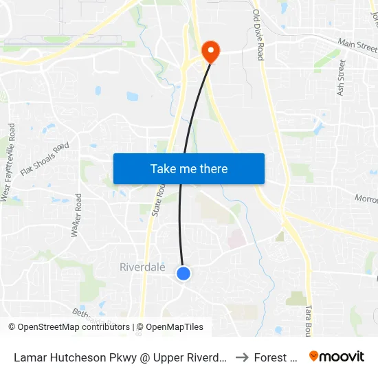 Lamar Hutcheson Pkwy @ Upper Riverdale Rd SW to Forest Park map