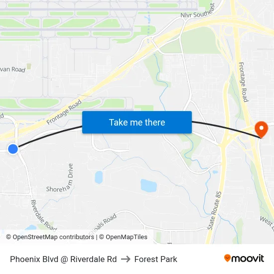Phoenix Blvd @ Riverdale Rd to Forest Park map