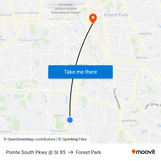 Pointe South Pkwy @ Sr 85 to Forest Park map