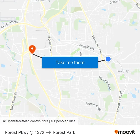 Forest Pkwy @ 1372 to Forest Park map