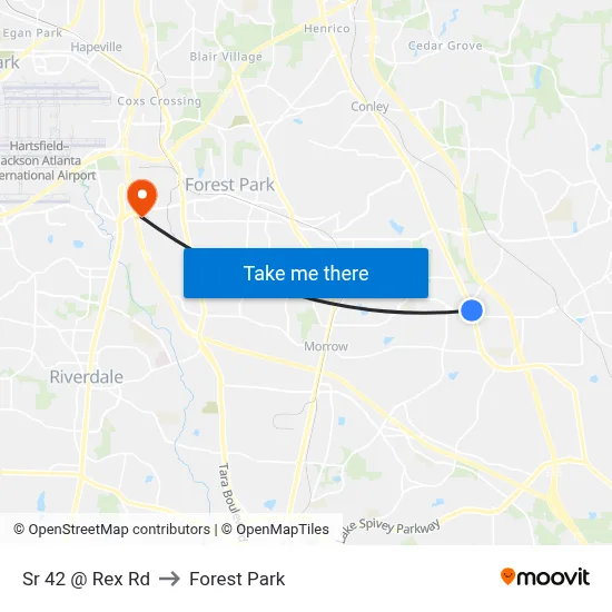 Sr 42 @ Rex Rd to Forest Park map