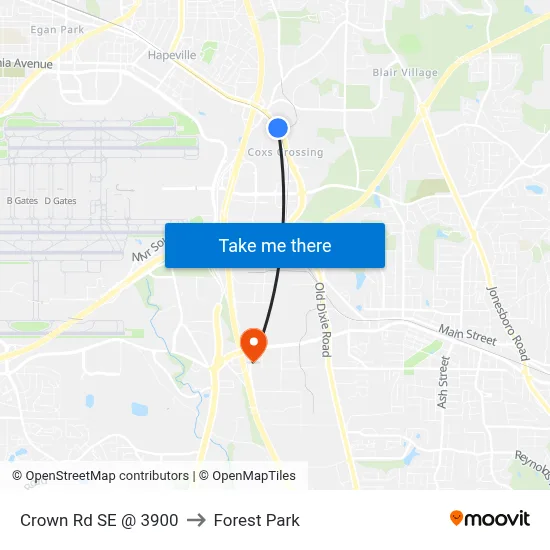 Crown Rd SE @ 3900 to Forest Park map