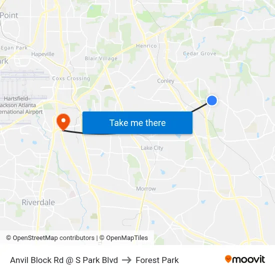 Anvil Block Rd @ S Park Blvd to Forest Park map