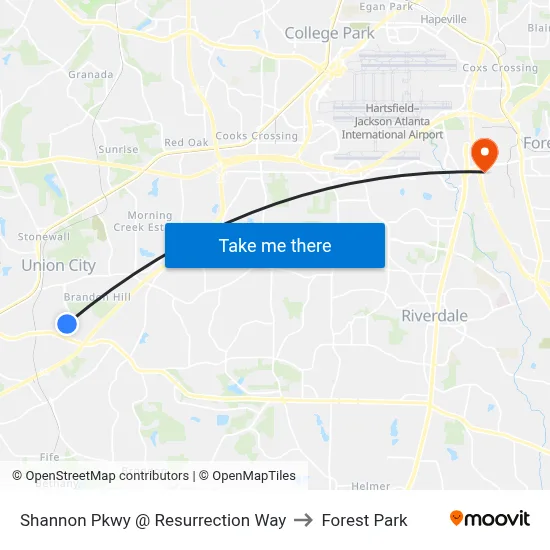 Shannon Pkwy @ Resurrection Way to Forest Park map