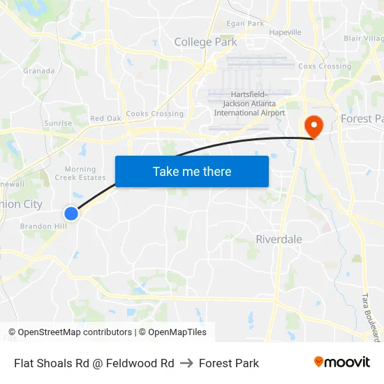 Flat Shoals Rd @ Feldwood Rd to Forest Park map
