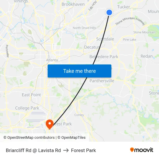 Briarcliff Rd @ Lavista Rd to Forest Park map