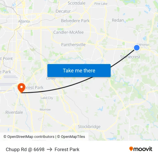 Chupp Rd @ 6698 to Forest Park map