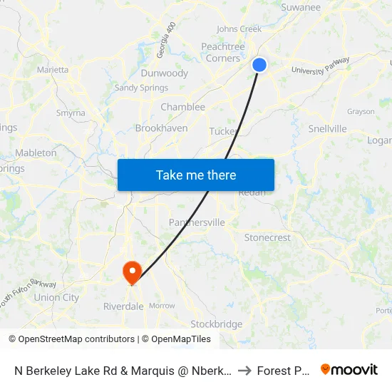 N Berkeley Lake Rd & Marquis @ Nberkeley to Forest Park map