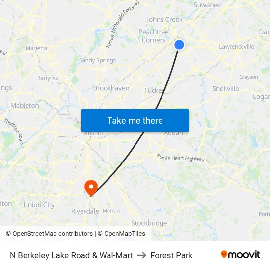 N Berkeley Lake Road & Wal-Mart to Forest Park map