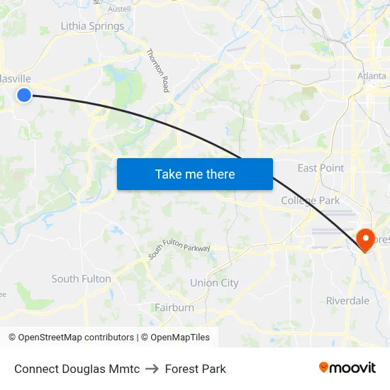 Connect Douglas Mmtc to Forest Park map