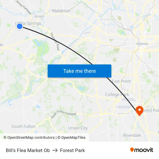 Bill's Flea Market Ob to Forest Park map