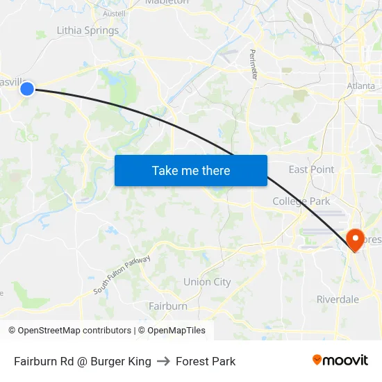Fairburn Rd @ Burger King to Forest Park map
