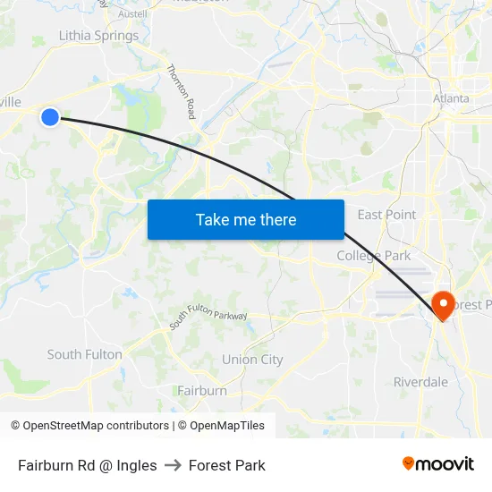 Fairburn Rd @ Ingles to Forest Park map