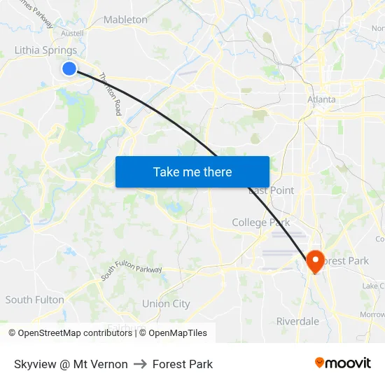 Skyview @ Mt Vernon to Forest Park map