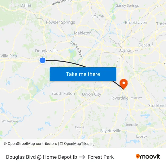 Douglas Blvd @ Home Depot Ib to Forest Park map