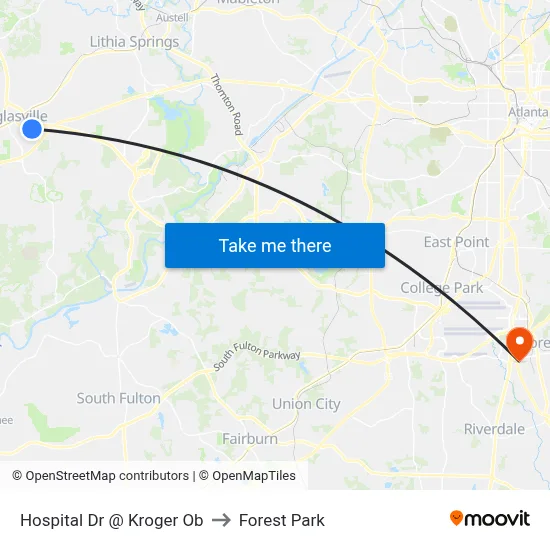 Hospital Dr @ Kroger Ob to Forest Park map