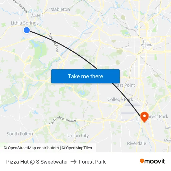 Pizza Hut @ S Sweetwater to Forest Park map