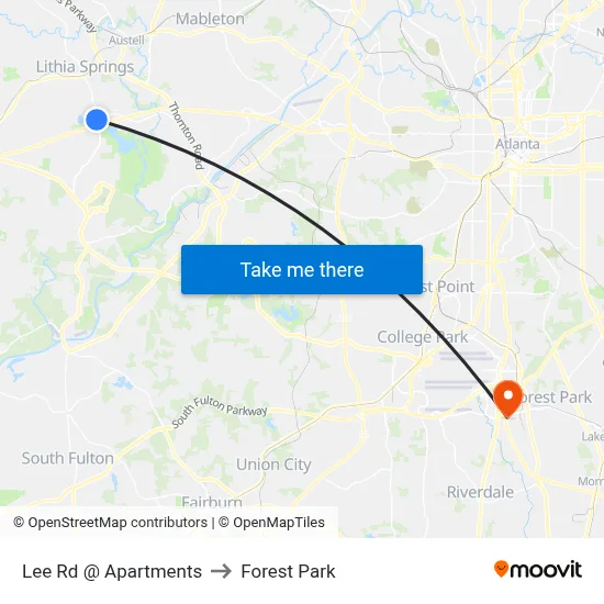 Lee Rd @ Apartments to Forest Park map