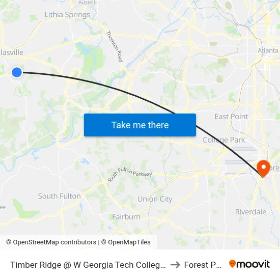 Timber Ridge @ W Georgia Tech College Ob to Forest Park map