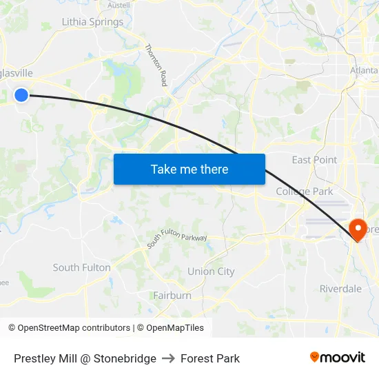 Prestley Mill @ Stonebridge Ib to Forest Park map