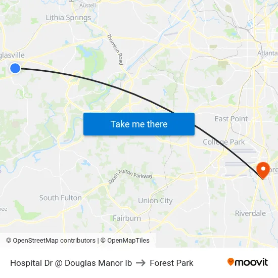 Hospital Dr @ Douglas Manor Ib to Forest Park map