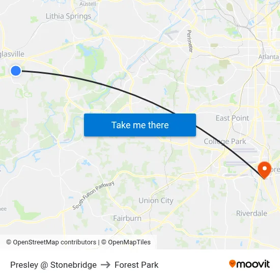 Presley @ Stonebridge to Forest Park map