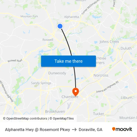 Alpharetta Hwy @ Rosemont Pkwy to Doraville, GA map