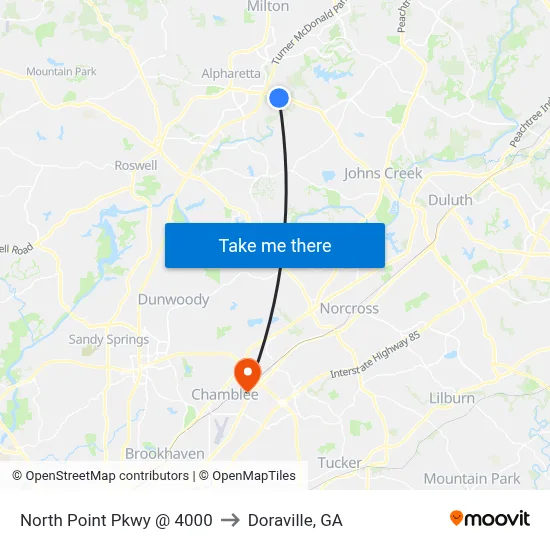 North Point Pkwy @ 4000 to Doraville, GA map