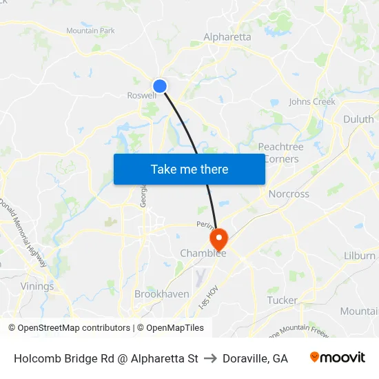 Holcomb Bridge Rd @ Alpharetta St to Doraville, GA map