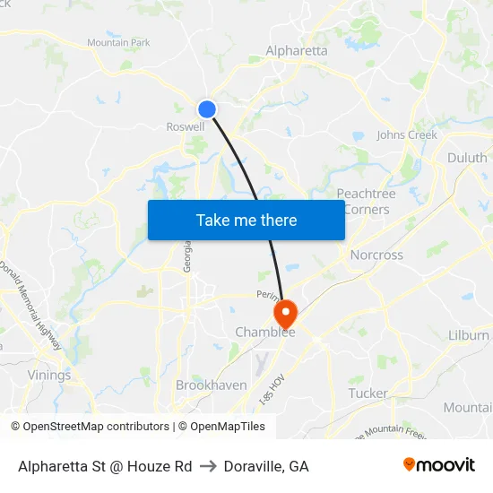 Alpharetta St @ Houze Rd to Doraville, GA map