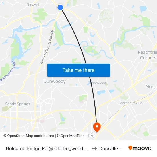 Holcomb Bridge Rd @ Old Dogwood Rd to Doraville, GA map