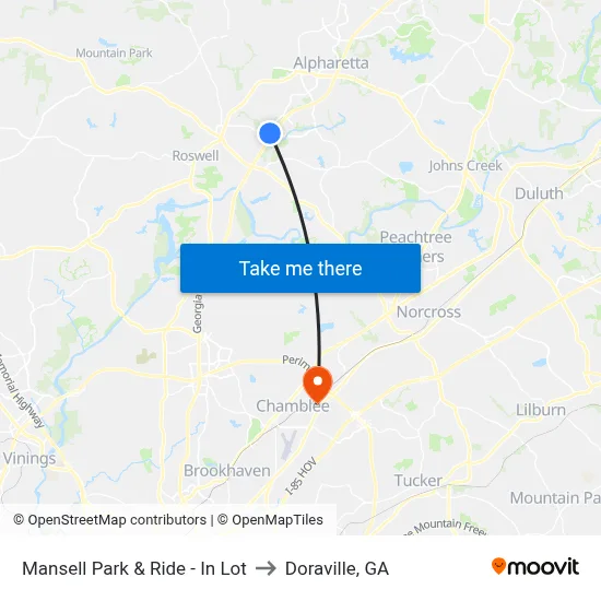 Mansell Park & Ride - In Lot to Doraville, GA map