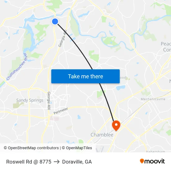 Roswell Rd @ 8775 to Doraville, GA map
