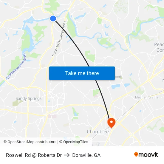 Roswell Rd @ Roberts Dr to Doraville, GA map