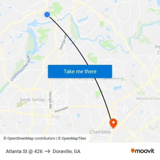 Atlanta St @ 426 to Doraville, GA map