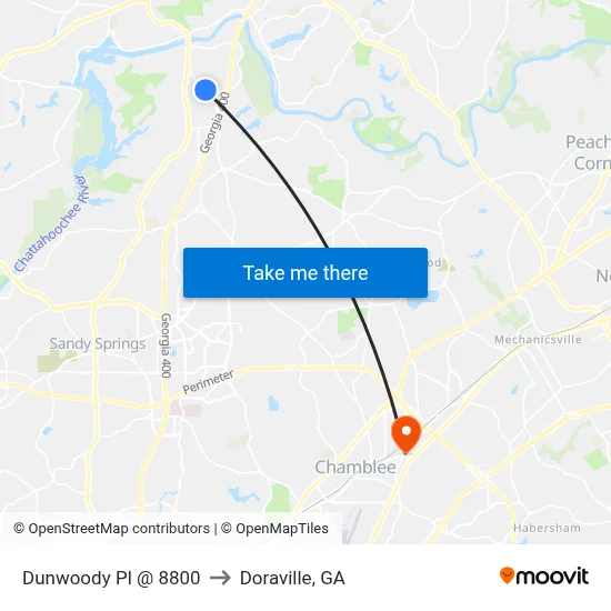 Dunwoody Pl @ 8800 to Doraville, GA map