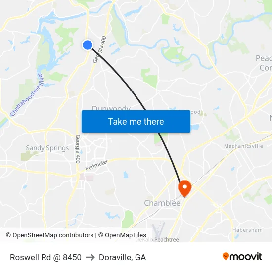 Roswell Rd @ 8450 to Doraville, GA map