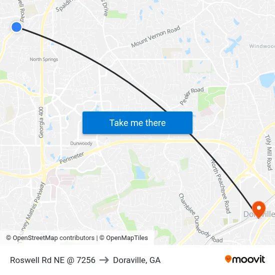 Roswell Rd NE @ 7256 to Doraville, GA map