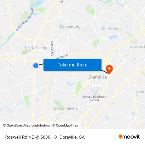 Roswell Rd NE @ 5630 to Doraville, GA map