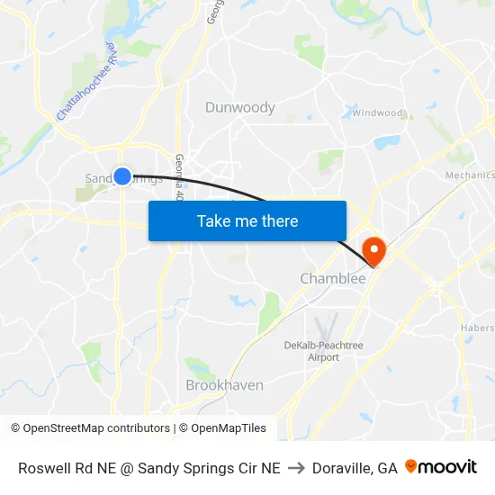 Roswell Rd NE @ Sandy Springs Cir NE to Doraville, GA map