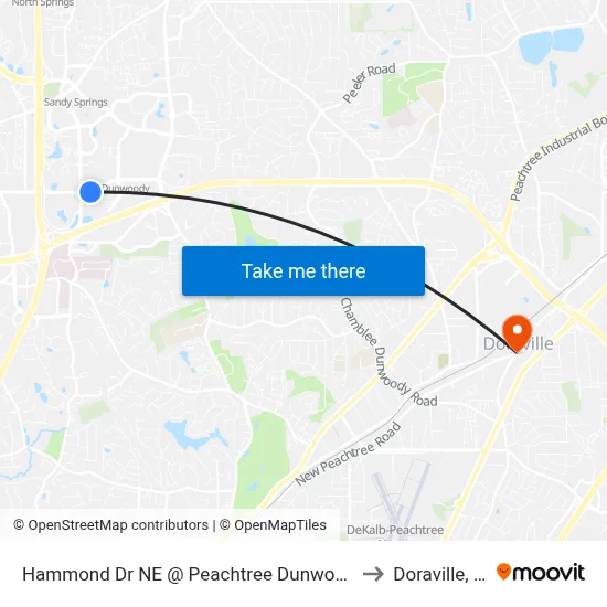Hammond Dr NE @ Peachtree Dunwoody Rd to Doraville, GA map