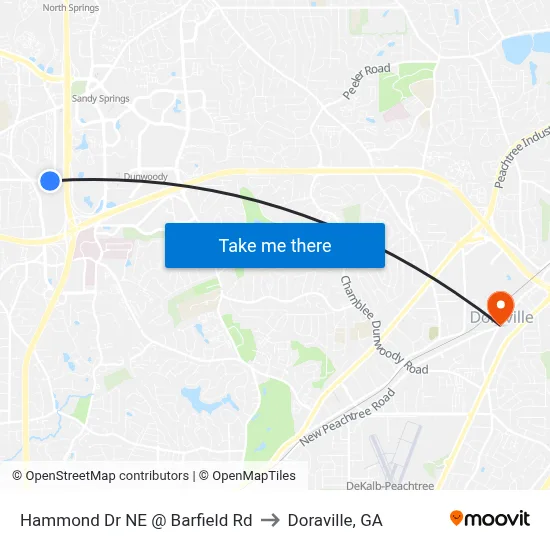 Hammond Dr NE @ Barfield Rd to Doraville, GA map