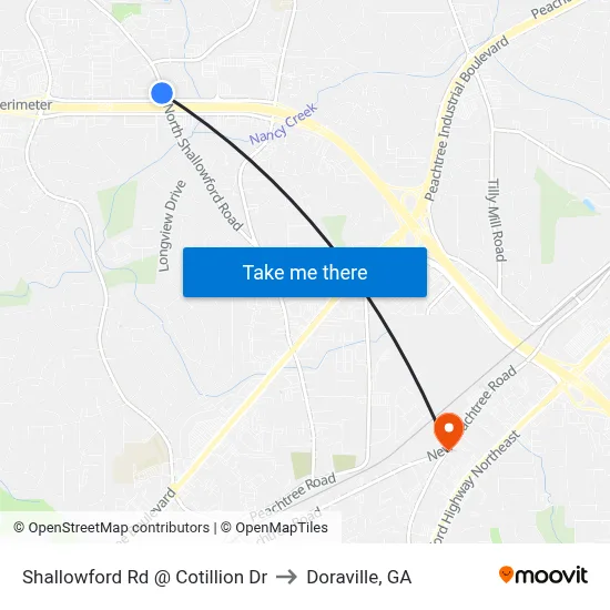 Shallowford Rd @ Cotillion Dr to Doraville, GA map