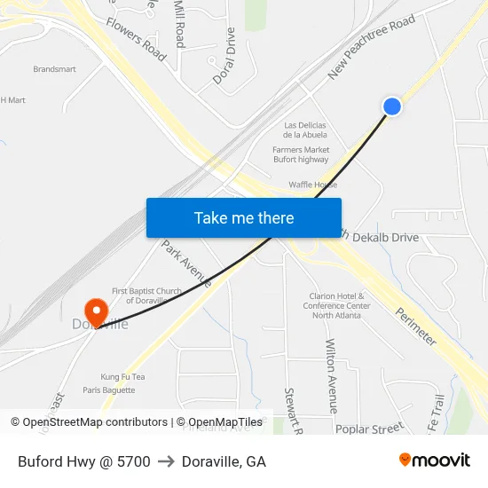 Buford Hwy @ 5700 to Doraville, GA map