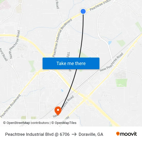 Peachtree Industrial Blvd @ 6706 to Doraville, GA map