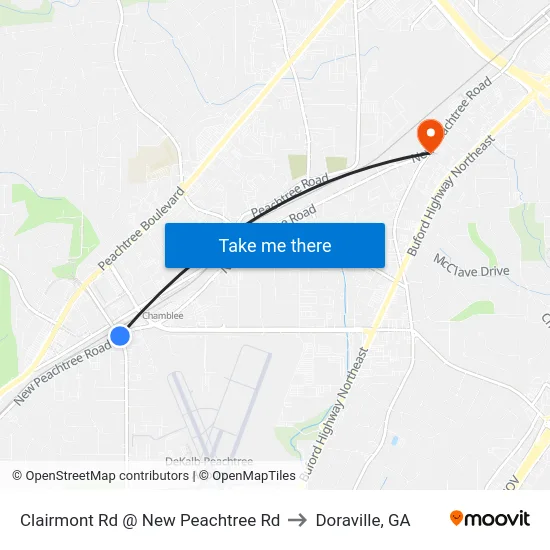 Clairmont Rd @ New Peachtree Rd to Doraville, GA map