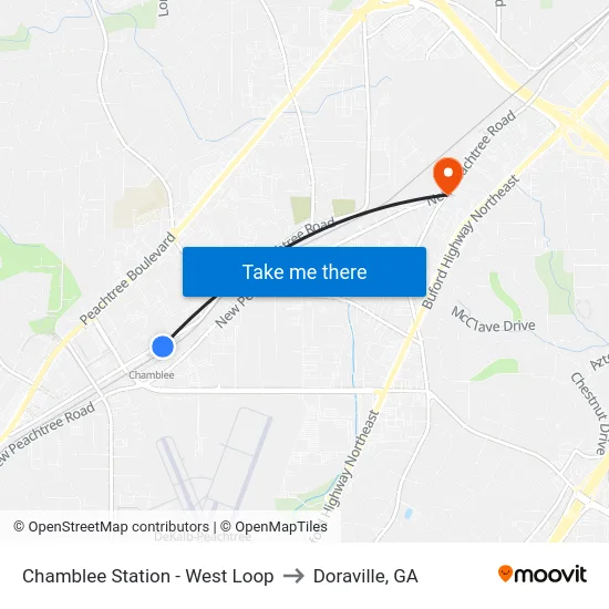 Chamblee Station - West Loop to Doraville, GA map